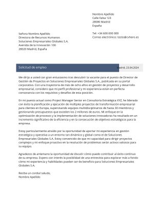 Ejemplo de carta de presentación para Claro