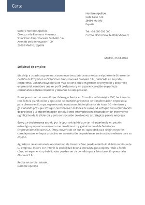 Ejemplo de carta de presentación para Detallado