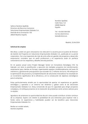 Ejemplo de carta de presentación para Linea de tiempo