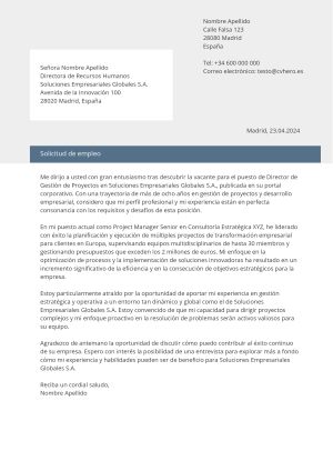 Ejemplo de carta de presentación para Solicitud de empleo en línea