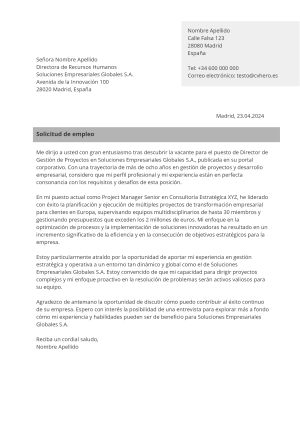 Ejemplo de carta de presentación para Tabular